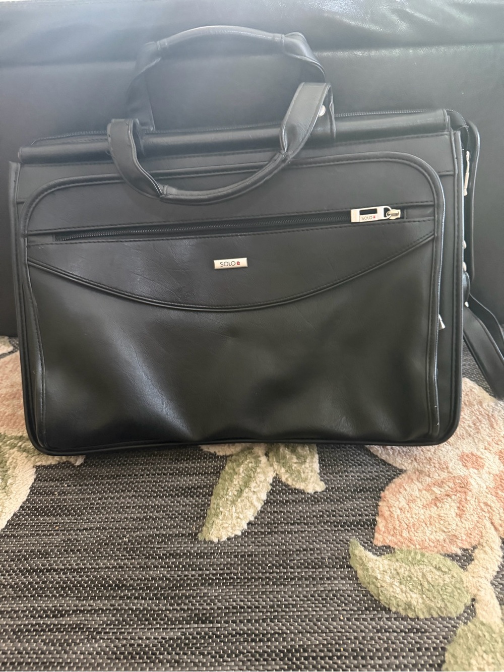 solo Black Men's Laptop Briefcase with Front Zip Pocket